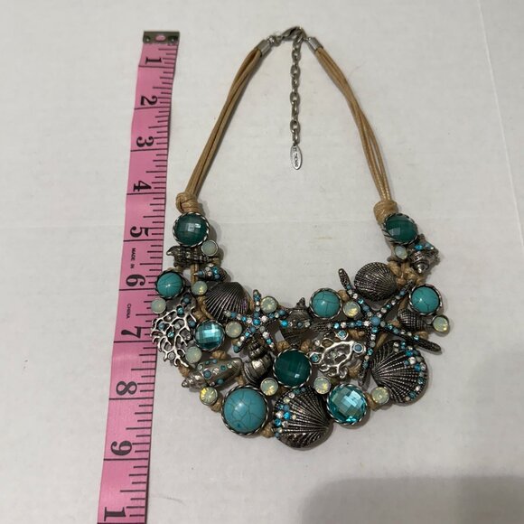 St. Thomas Nautical Themed Necklace Shells Starfish Turquoise Accents Adjustable - Picture 9 of 9